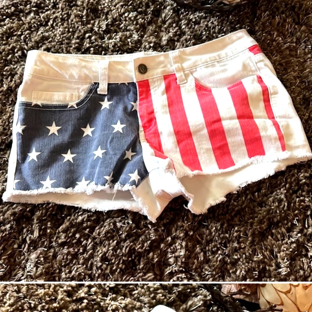 USA flag denim shorts